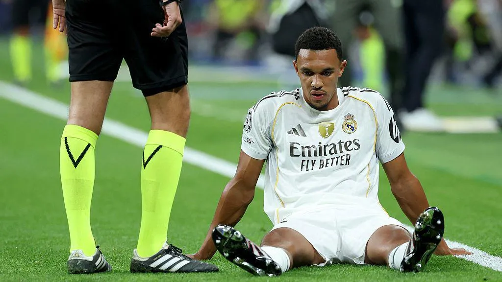 The English defender endures early setback in the Spanish giants European match